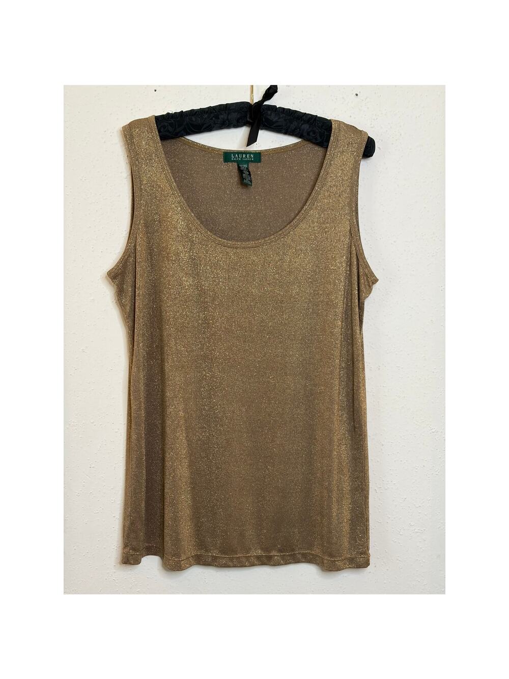 Lauren Ralph Lauren Metallice Gold Sleeveless Top Size 1X